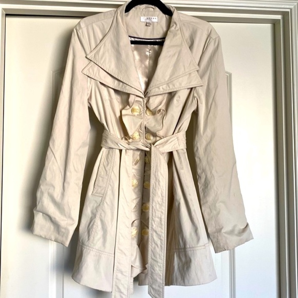 Kenar women's spring jacket beige Ruffle front Girly cottage core Romantic Sz M